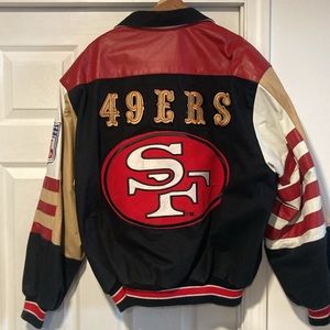 Jeff Hamilton San Francisco 49ers leather trim jacket XL